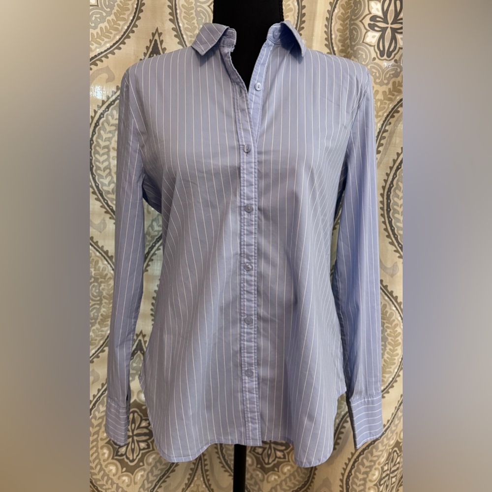Worthington Blue Shirt with White Stripes